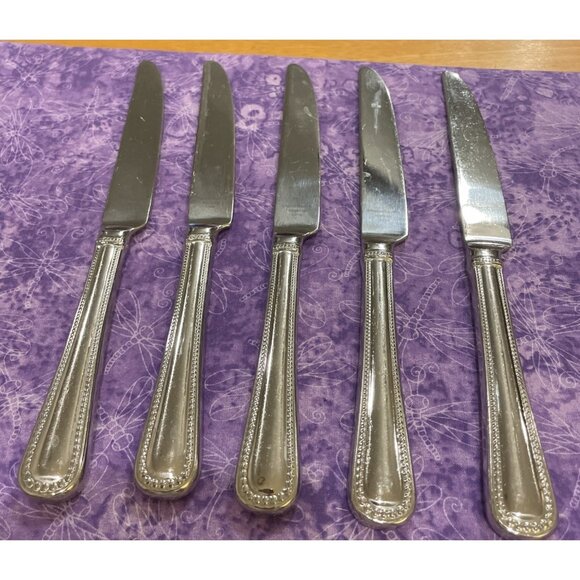 Reed & Barton Kendall Stainless French Solid Knife 5 Piece Set Beaded Outline - Picture 1 of 3
